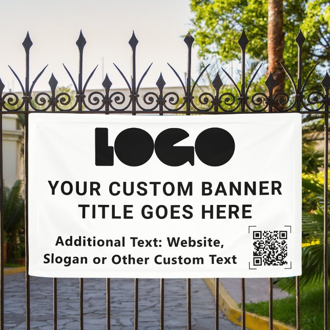 White Business Logo Company QR code Outdoor 3'x5' Banner (Creator Uploaded)