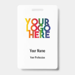 White Business Logo Custom Employee Barcode Name ID Badge