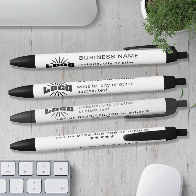 White Business logo name Company Brand Custom Black Ink Pen (Creator Uploaded)