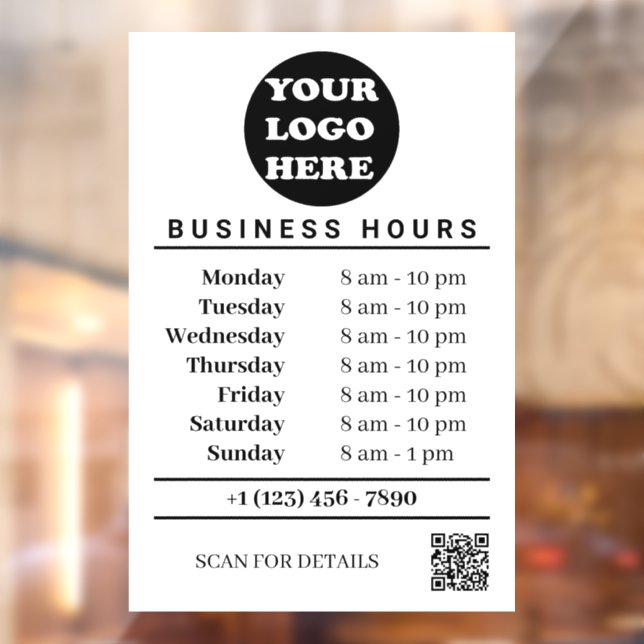 White Business Logo Opening Hours QR Code  (Sheet 2)