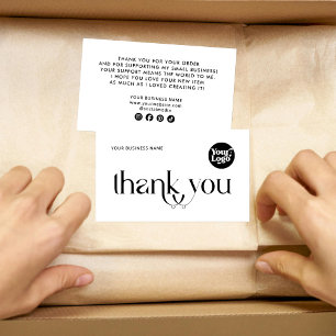 White Business Logo Order Packaging Thank You Card