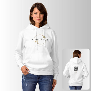 White Business logo QR code Company brand Women Hoodie