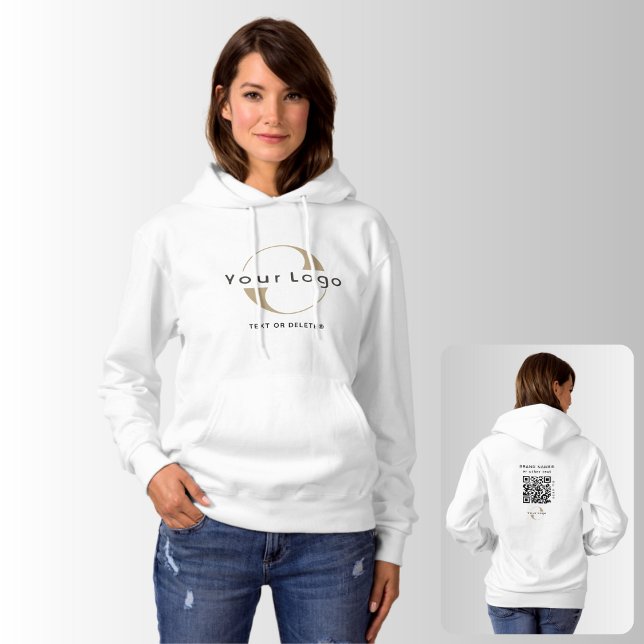 White Business logo QR code Company brand Women Hoodie (Creator Uploaded)
