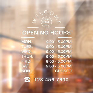 White Business opening hours logo