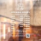White Business opening hours logo and qr code
