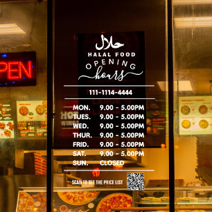 White Business opening hours logo and qr code Hala