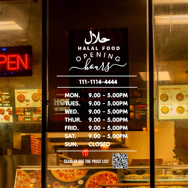 White Business opening hours logo and qr code Hala (Creator Uploaded)
