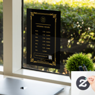White Business opening hours logo and qr code Wind