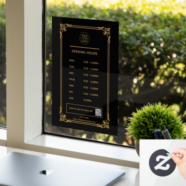 White Business opening hours logo and qr code Wind (Office)
