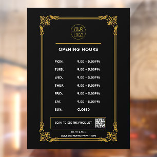 White Business opening hours logo and qr code Wind