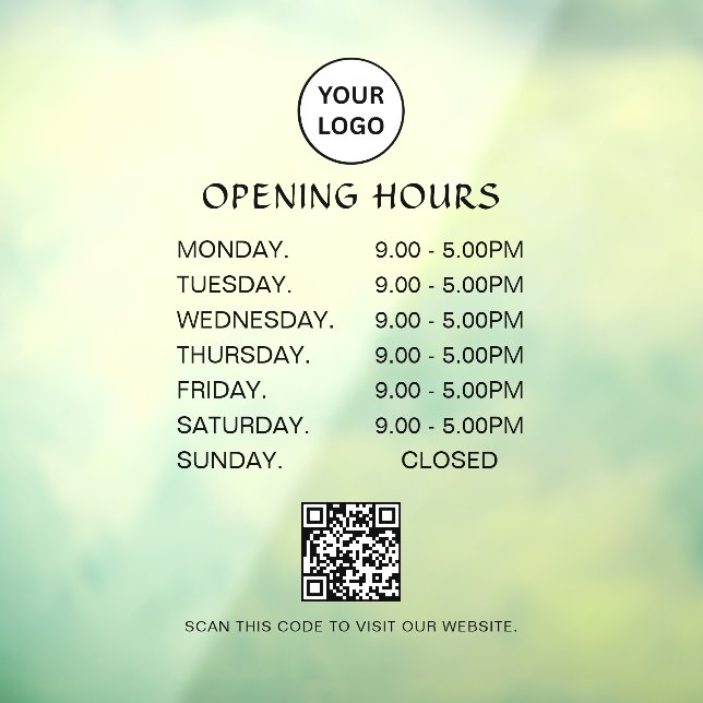 White Business Opening Hours Modern Script Qr  (Sheet 3)