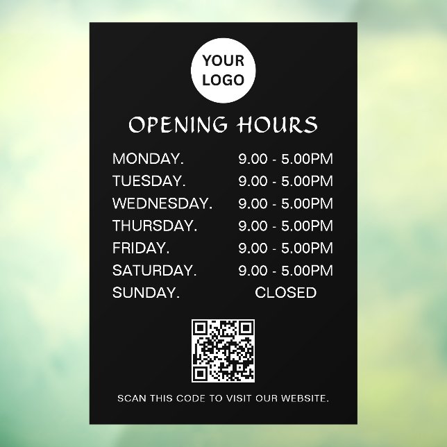 White Business Opening Hours Modern Script Qr  (Sheet 3)