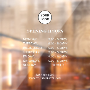 White Business Opening Hours Simple Modern Script 