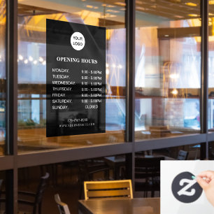 White Business Opening Hours Simple Modern Script
