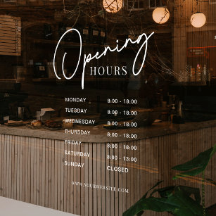 White Business Opening Hours Simple Modern Script