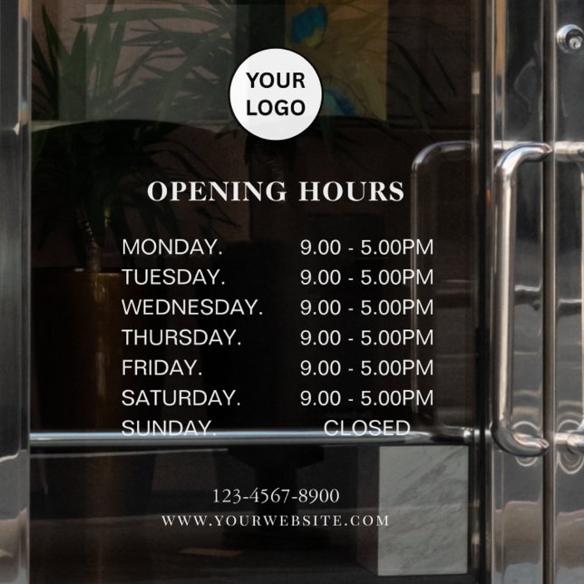 White Business Opening Hours Simple Modern Script  (Creator Uploaded)
