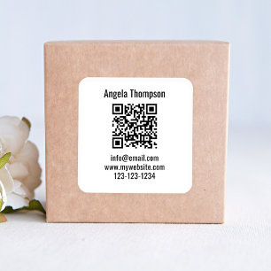 White Business QR Code Custom Basic Square Sticker