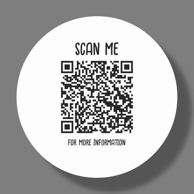 White | Business QR Code Scannable Classic Round Sticker (Creator Uploaded)