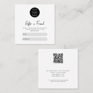 White Business Refer A Friend Referral Loyalty Square Business Card