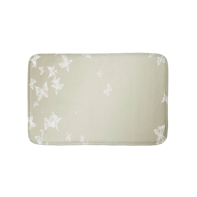 White Butterflies Bath Mat (Front)
