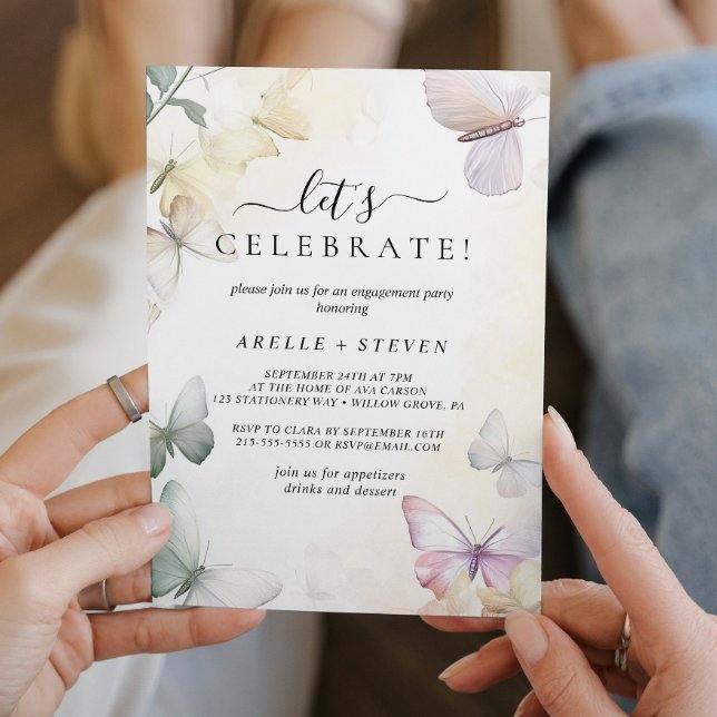 White Butterflies Engagement party Invitation (Creator Uploaded)