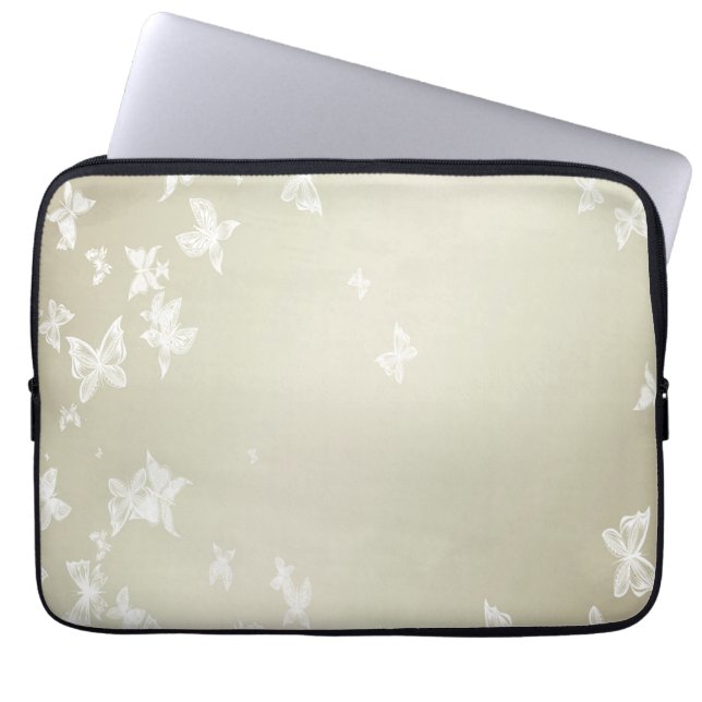 White Butterflies Laptop Sleeve (Front)