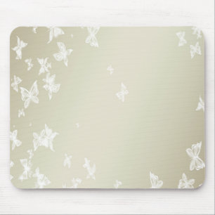 White Butterflies Mouse Pad