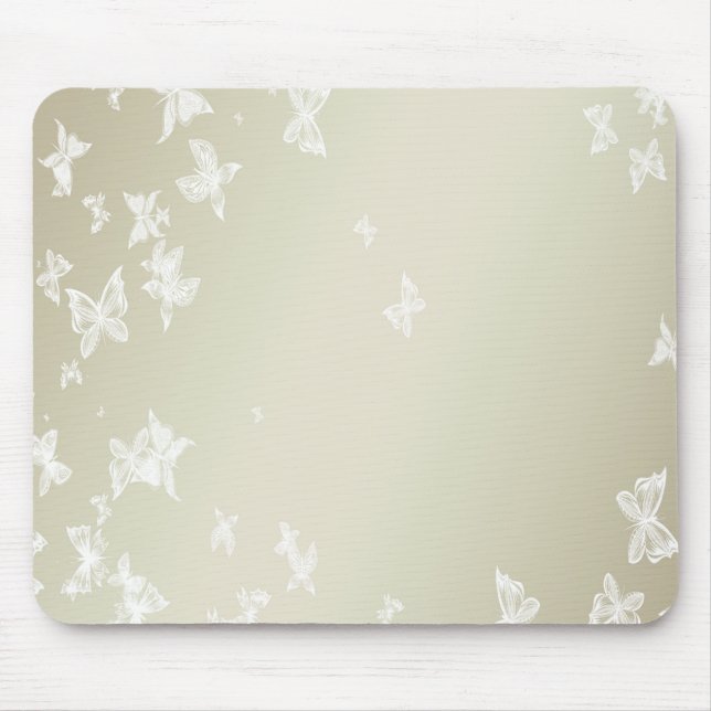 White Butterflies Mouse Pad (Front)