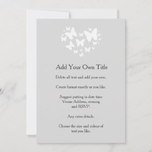 White Butterflies on Soft Grey Invite