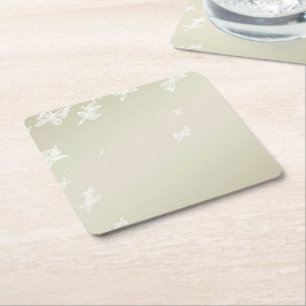 White Butterflies Paper Coaster