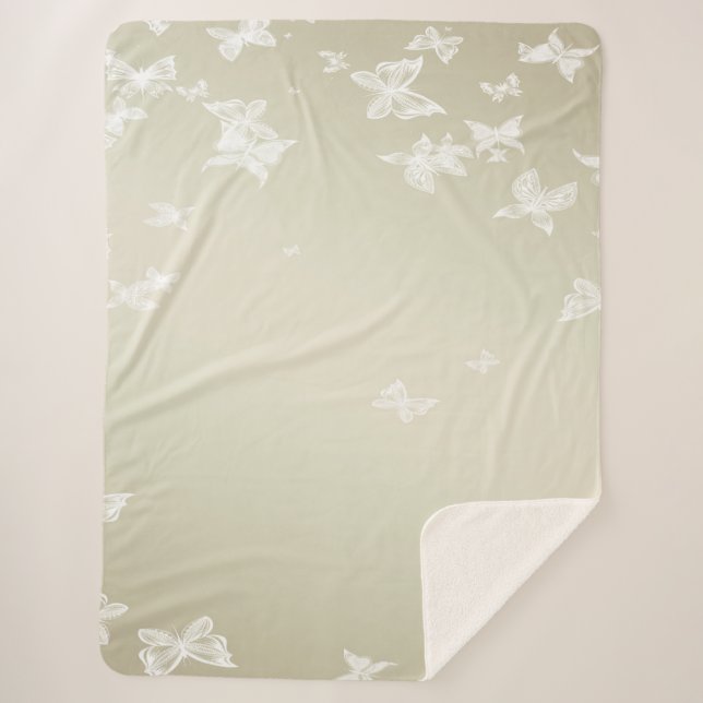 White Butterflies Sherpa Blanket (Front)