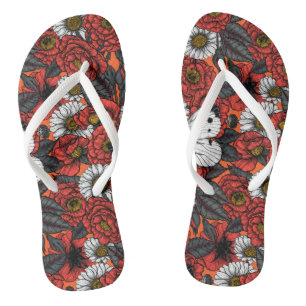 White butterfly and roses jandals