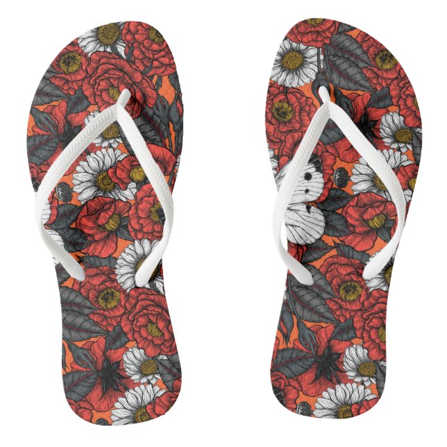 White butterfly and roses jandals (Footbed)