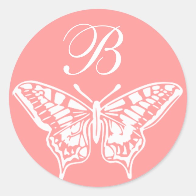 White Butterfly Customisable Monogram sticker (Front)
