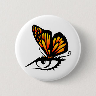 White Butterfly Eye 6 Cm Round Badge