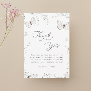 White Butterfly Garden Bridal Shower Thank You Card