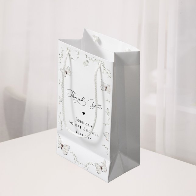 White Butterfly Garden Bridal Shower Thank You Small Gift Bag (Creator Uploaded)