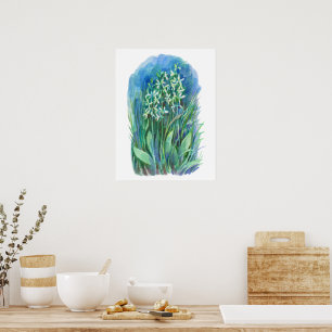 white butterfly orchid spring flower painting poster