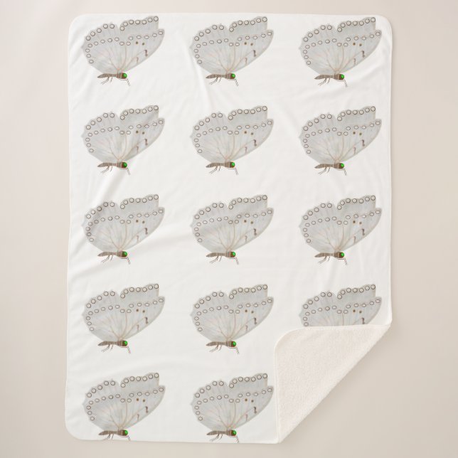 White Butterfly Sherpa Blanket (Front)