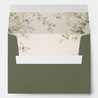 White Butterfly Spring Garden Wedding Envelope