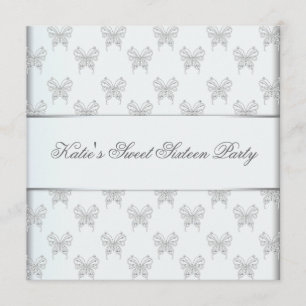 White Butterfly Sweet 16 Birthday Party Invitation