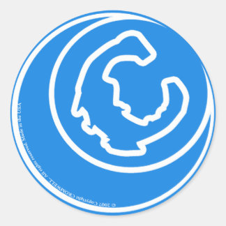 white C on Blue circle sticker