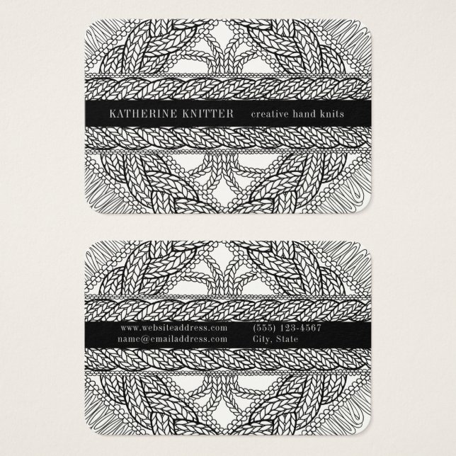 WHITE CABLE KNIT 3.5x2.5 Business Card (Front & Back)