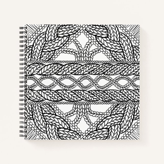 WHITE CABLE KNIT 8.5x8.5 Spiral Notebook  (Front)
