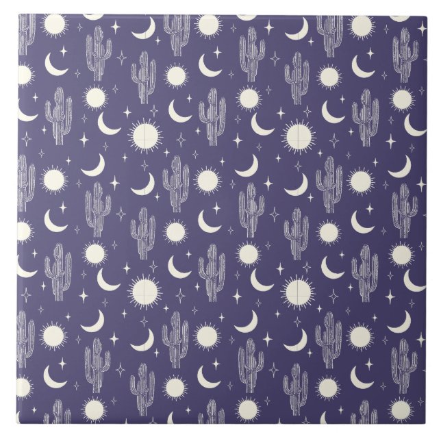 White Cactus Pattern Tile (Front)