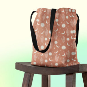 White Cactus Pattern Tote Bag