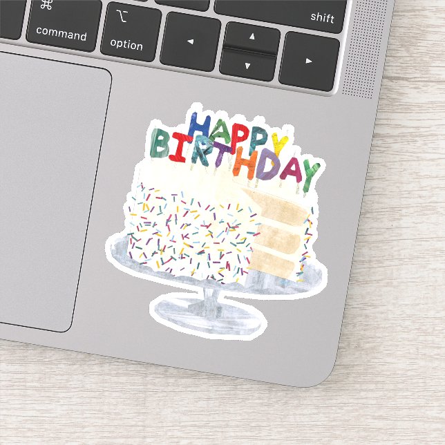 White Cake with confetti sprinkles and candles (Detail)