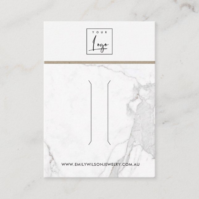 WHITE CALACATTA MARBLE TEXTURE HAIR CLIP DISPLAY BUSINESS CARD (Front)
