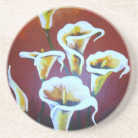 White Calla Lilies Artistic Cut Flowers On Brown