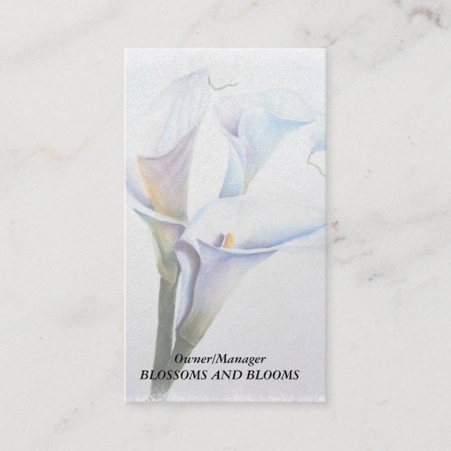WHITE CALLA LILIES CUSTOMIZABLE BUSINESS CARDS (Front)